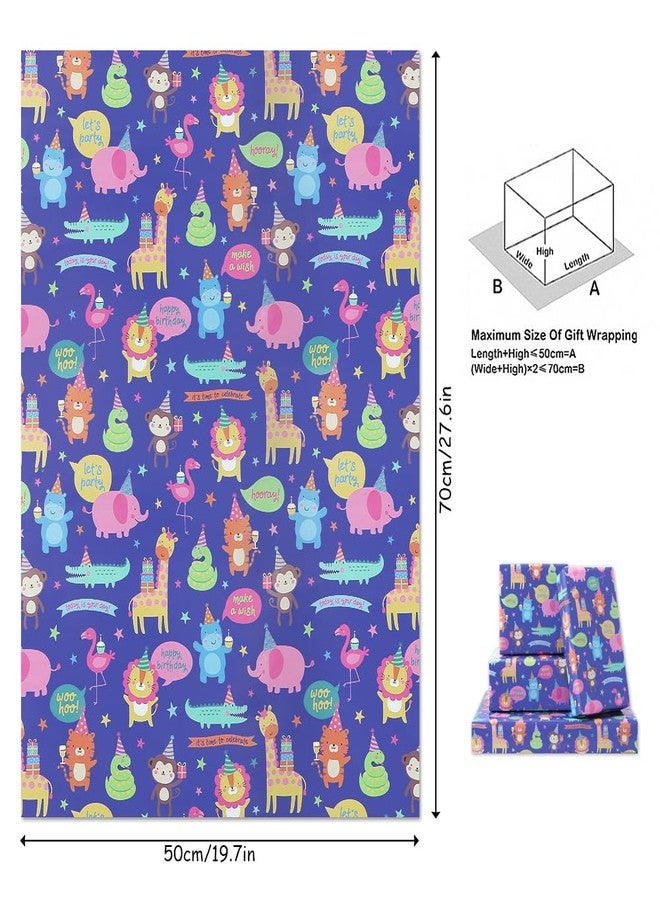Boerni Wild Safari Zoo Jungles Animals Fun Gift Wrapping Paper 6 Sheets for Kids Boys Girls, Adorable Flamingo Gift Wrap for Birthday Baby Shower Children's Day Christmas Party, Folded Flat 20x28 Inches Per Sheet - Image 2